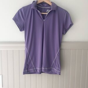 ⛳️ Slazenger Golf Purple Fitted Polo Shirt – Size XS 1/4 Zip Up Short Sleeve